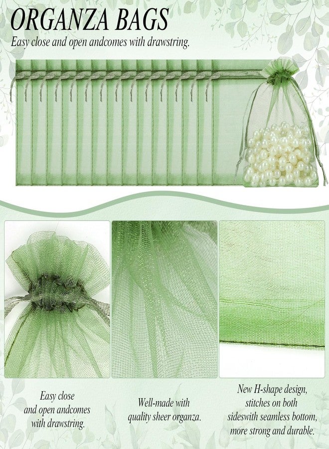 woric 120PCS Sage Green Small Mesh Bags 3.5x4.7 Inch Organza Bags with Drawstring Mini Mesh Gift Bag Jewelry Pouches for Wedding Bridal Shower Baby Shower Birthday Party Favor - Image 3